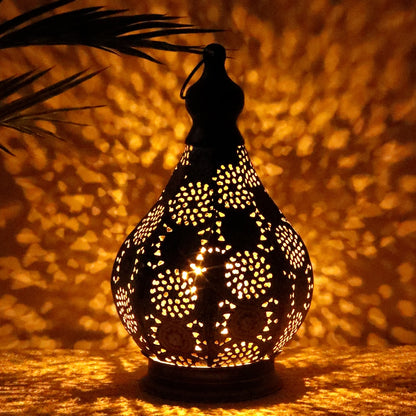 Moroccan metal pendant lamp powered by battery 