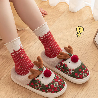 Zapatillas de invierno antideslizantes de ciervo de Navidad