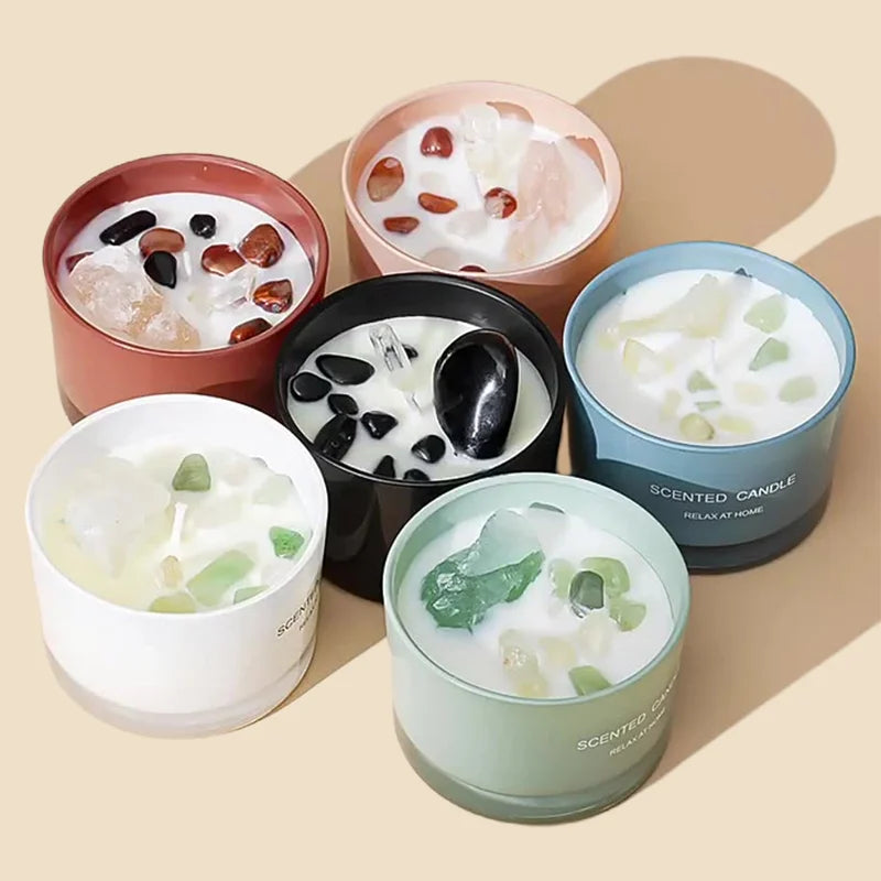 Velas perfumadas con cristales curativos