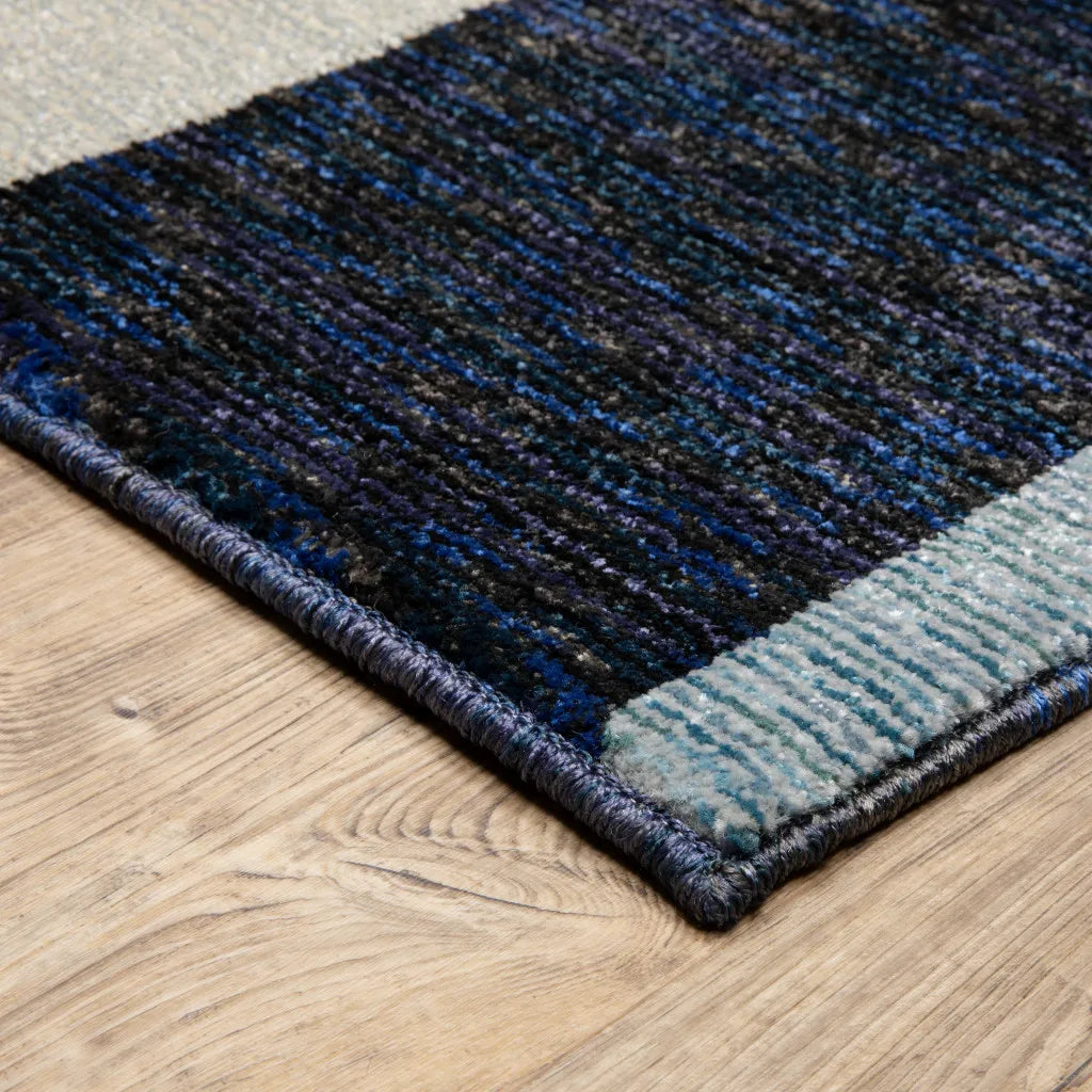 Alfombra de Corredor Azul Marfil Geométrica Suave,Lana Lavable Poliéster Algodón Estilo Boho Moderno