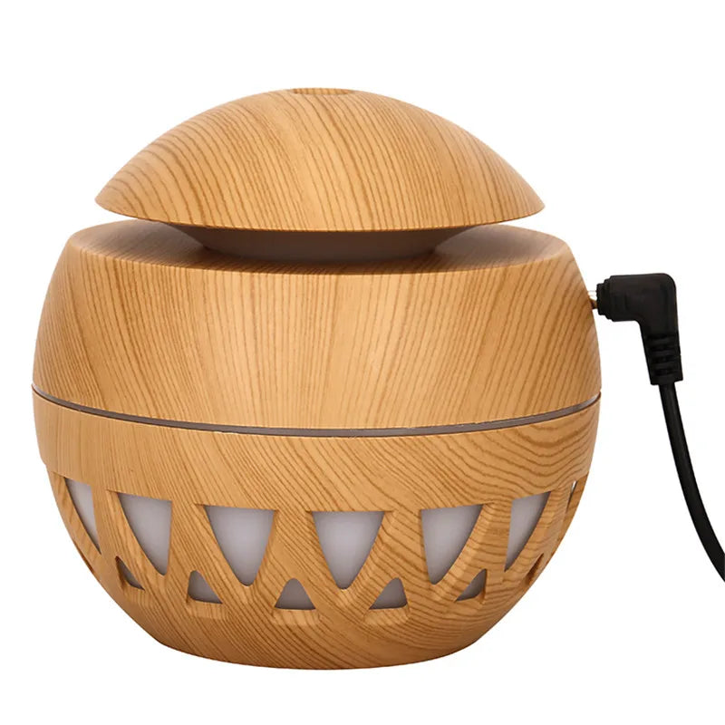 Difusor de aroma de madera 7 colores de luz LED