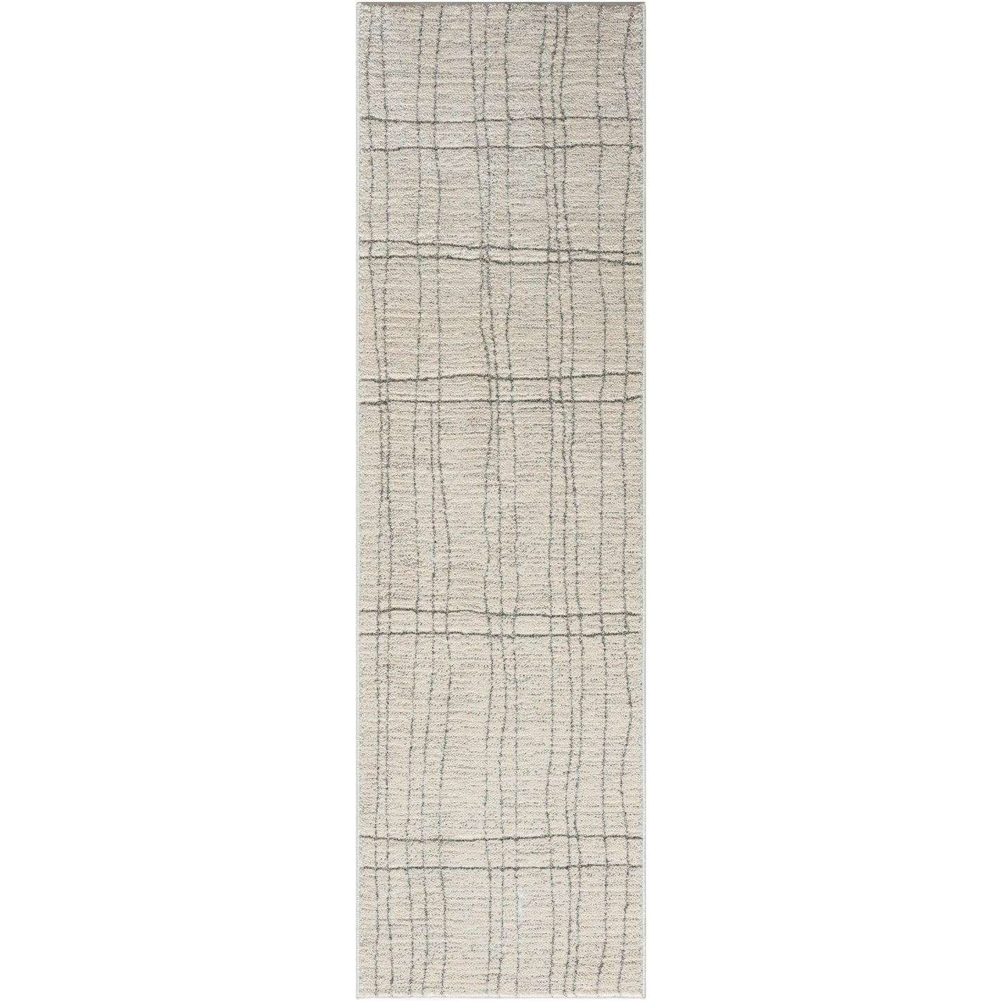 Alfombra de Corredor Gris Marfil Hecha a Mano Lana Poliéster Algodón