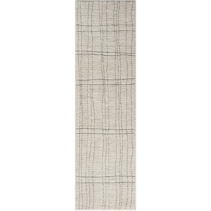 Alfombra de Corredor Gris Marfil Hecha a Mano Lana Poliéster Algodón