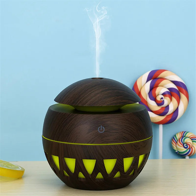 Difusor de aroma de madera 7 colores de luz LED