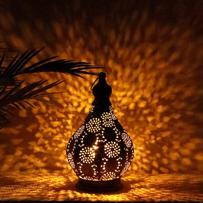 Moroccan metal pendant lamp powered by battery 