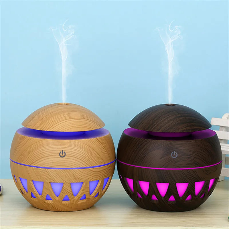 Difusor de aroma de madera 7 colores de luz LED