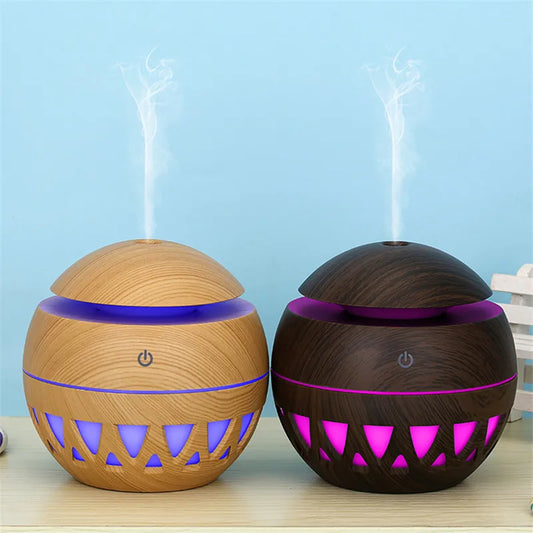 Difusor de aroma de madera 7 colores de luz LED