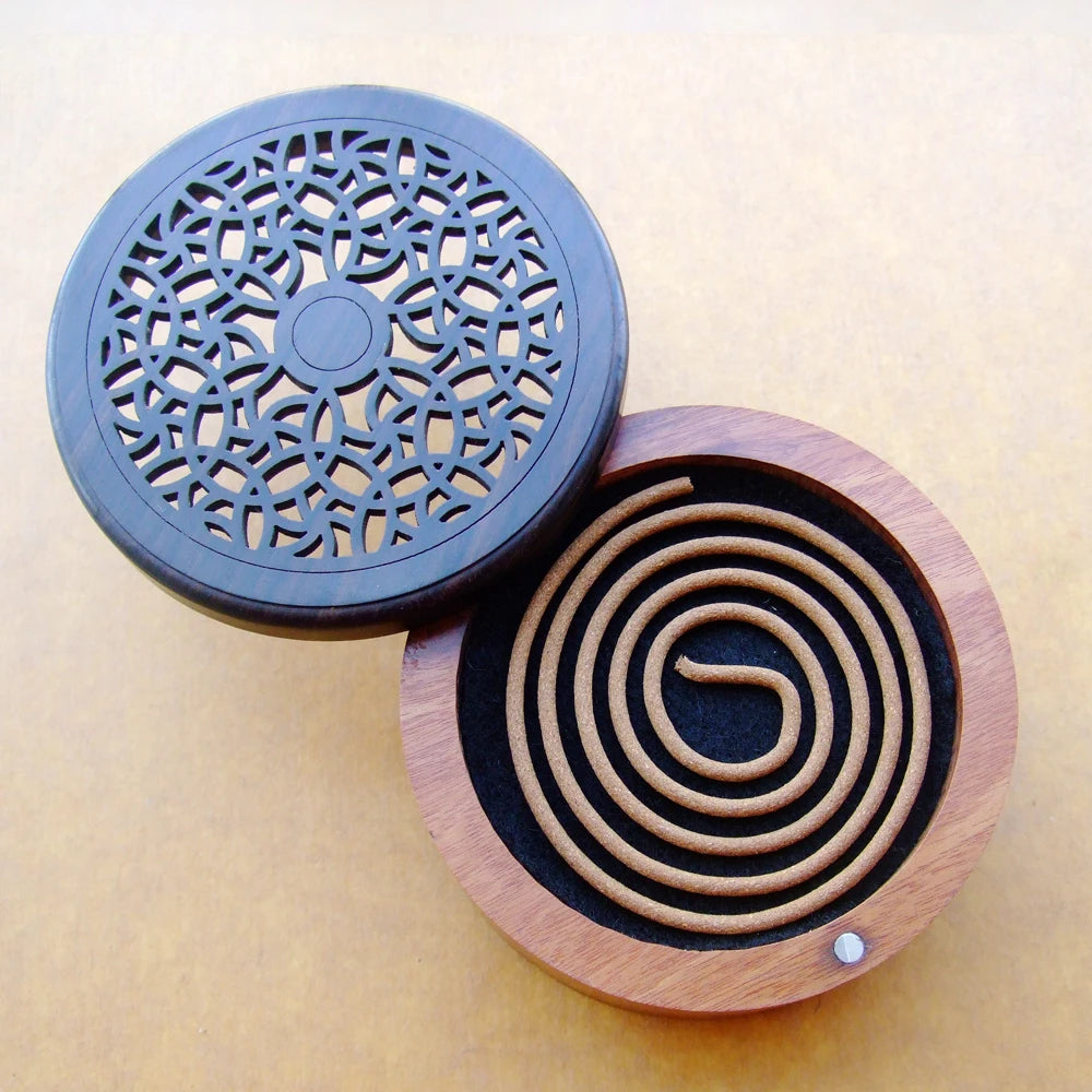 Quemador de incienso de madera negra y palo de rosa natural de alta calidad para incienso de bobina