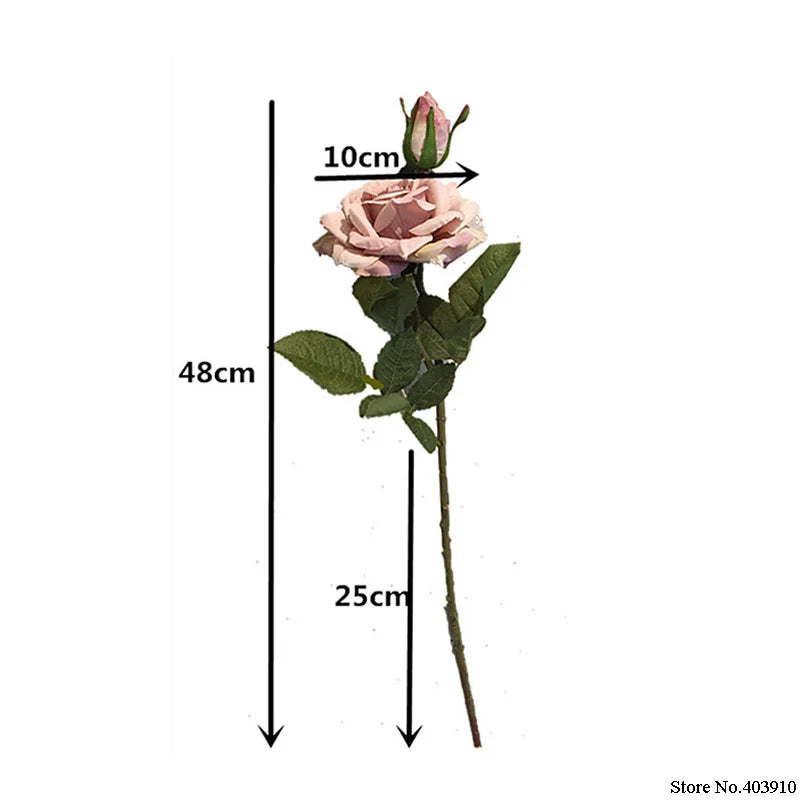 Hermosas rosas rama flor seda Flores artificiales