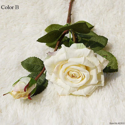 Hermosas rosas rama flor seda Flores artificiales