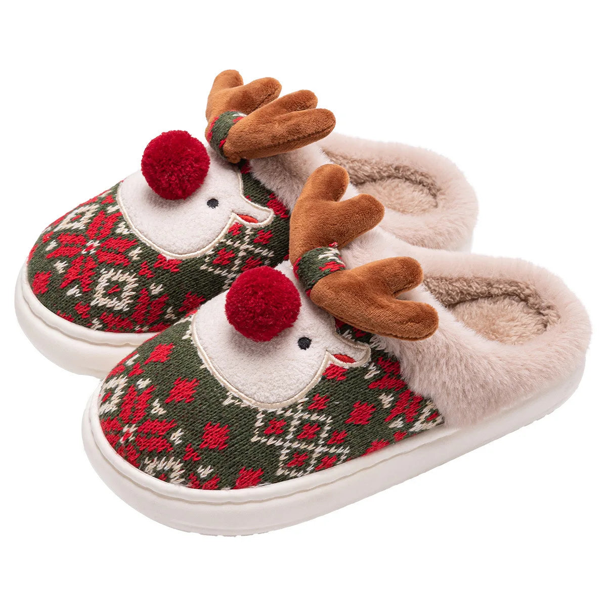 Zapatillas de invierno antideslizantes de ciervo de Navidad