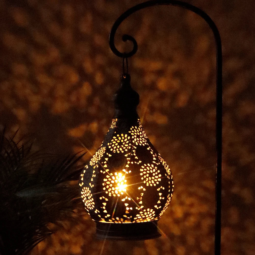 Moroccan metal pendant lamp powered by battery 