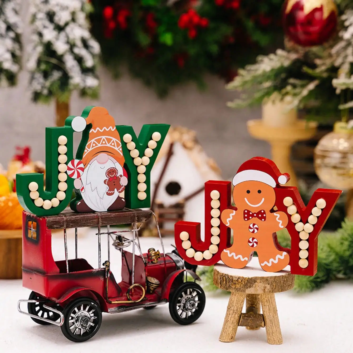 Gingerbread Man Wooden Ornament JOY