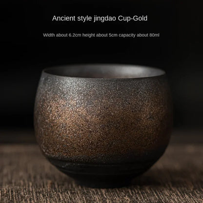 Taza de té de cerámica japonesa en bruto hecha a mano