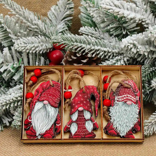 Varios diseños colgantes de madera de Navidad