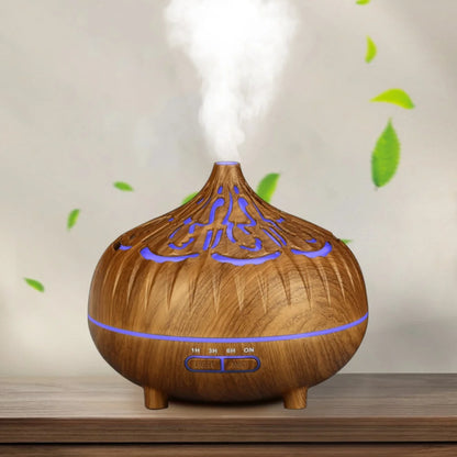 Humidificador de aire de 500 ml, difusor de aceites esenciales de aromaterapia, grano de madera, control remoto, humidificador ultrasónico para hogar, dormitorio, spa