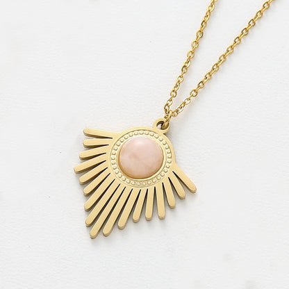 Collar con colgante de piedra natural triangular geométrico de Bohemia acero inoxidable