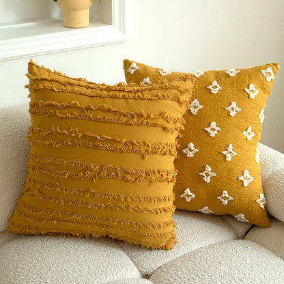 Funda de cojín Boho 45x45 Jacquard Bordado Borla