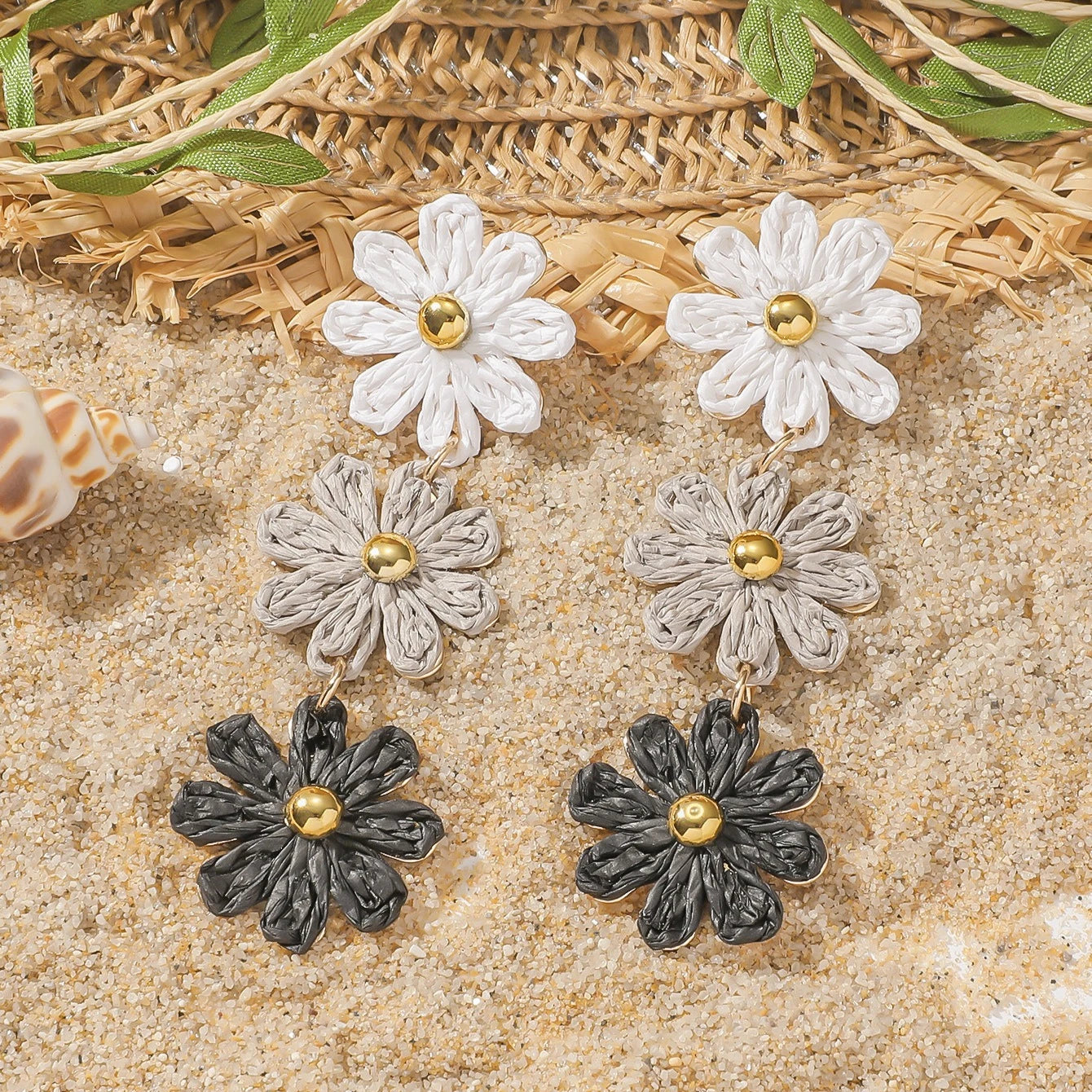 Pendientes colgantes de flores elegantes de Bohemia