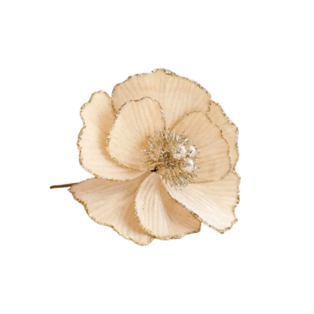 Grandes flores navideñas artificiales brillantes Adorno de árbol de Navidad