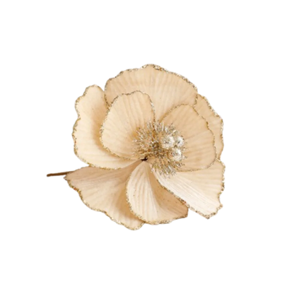 Grandes flores navideñas artificiales brillantes Adorno de árbol de Navidad