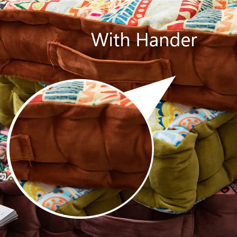 Cojín cuadrado bohemio con motivos de Mandala