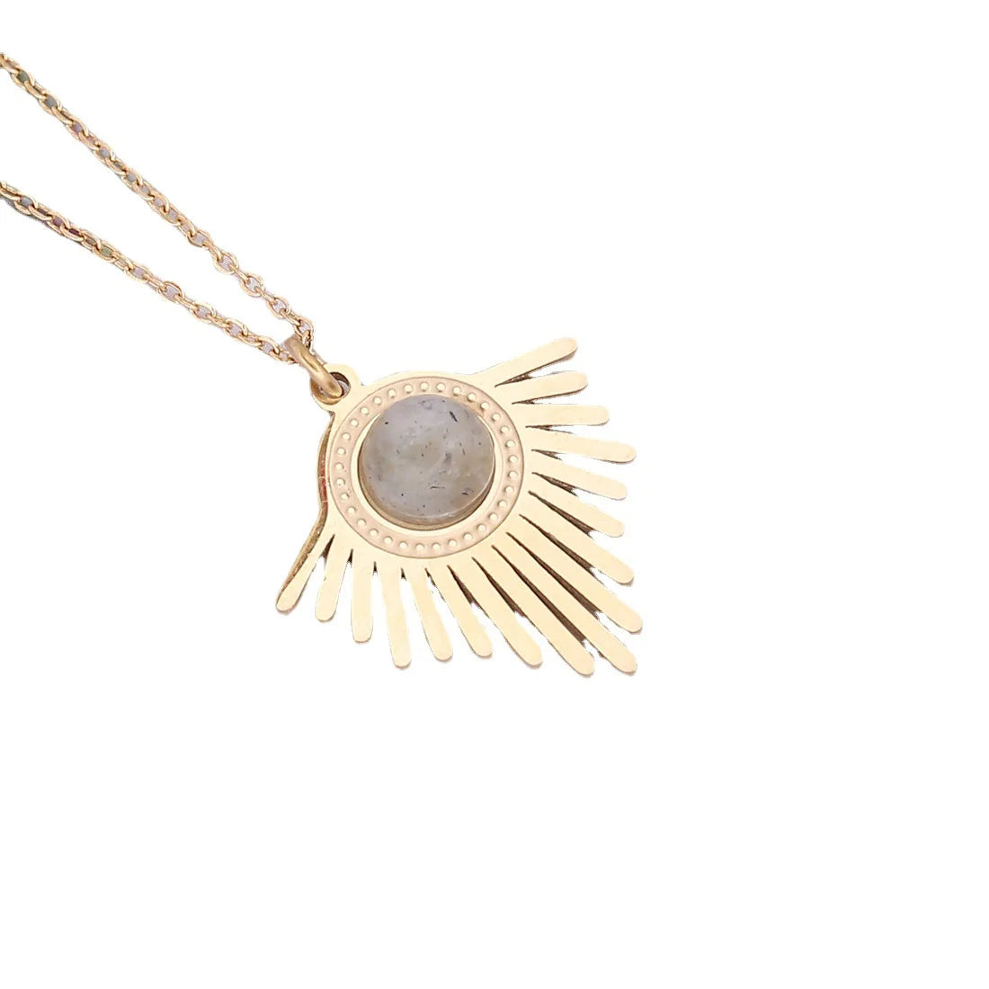 Collar con colgante de piedra natural triangular geométrico de Bohemia acero inoxidable