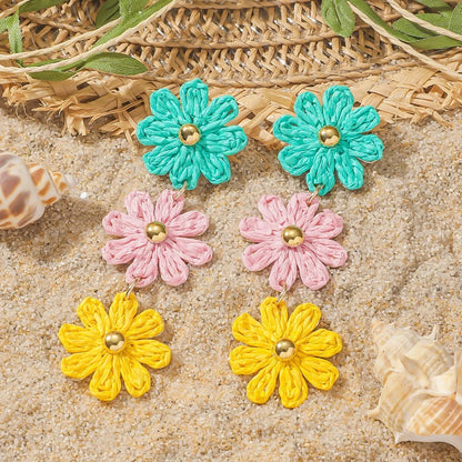 Pendientes colgantes de flores elegantes de Bohemia