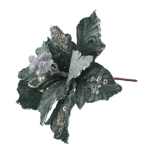 Flores de Navidad 22cm con purpurina