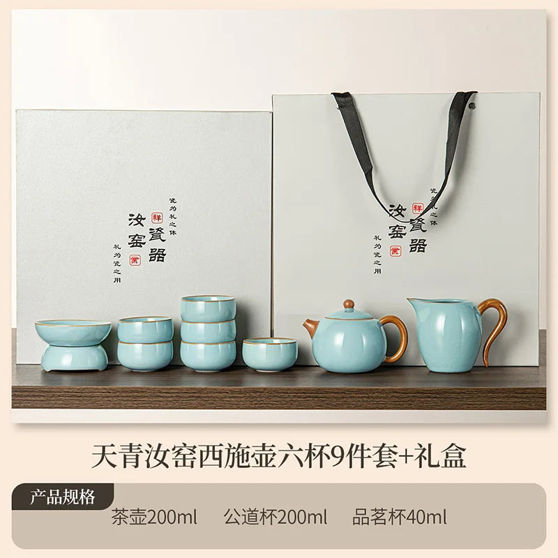 Juego de tazas y tetera de cerámica de lujo floral