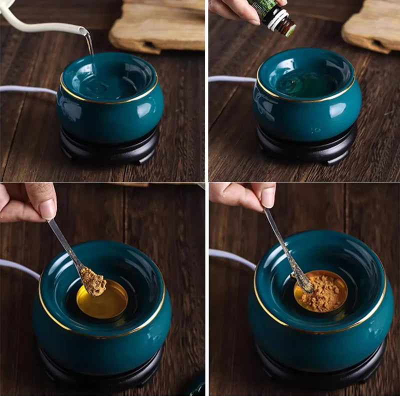 Quemador de incienso eléctrico azul