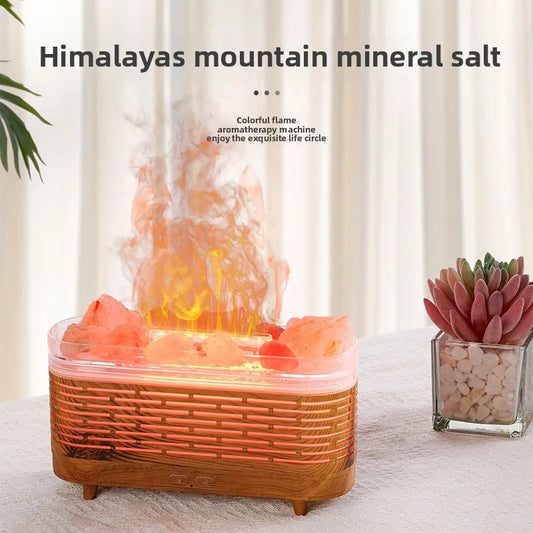 Lámpara de sal del Himalaya para difusor de aceites esenciales, difusor humidificador de aire con chimenea