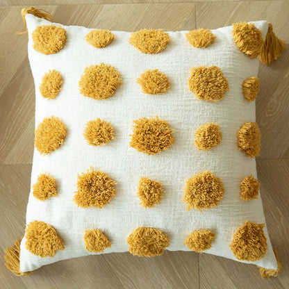 Funda de cojín Boho 45x45 Jacquard Bordado Borla