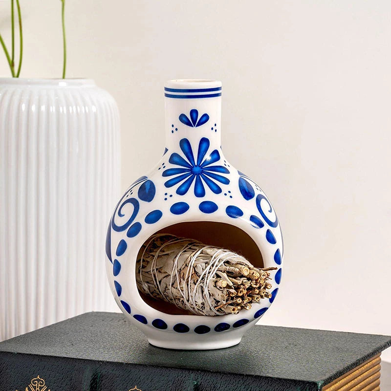 Quemador de cerámica hecho a mano para Palo Santo y Soporte de salvia