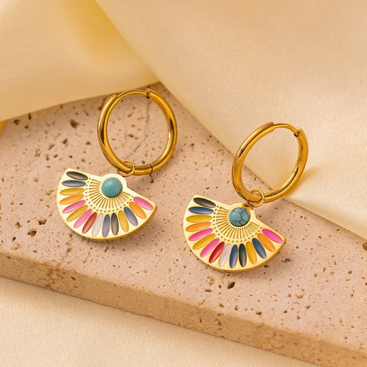 Retro Dangle Earrings, Stainless Steel 