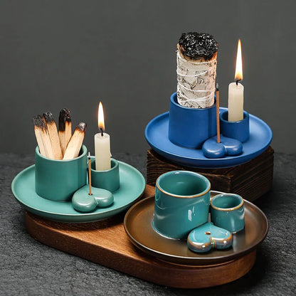 Juego de quemadores de incienso de cerámica de 1 pieza - multifuncional