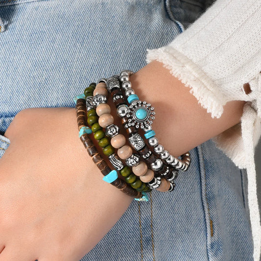 Bohemian Vintage Tribal Wooden Bead Bracelets