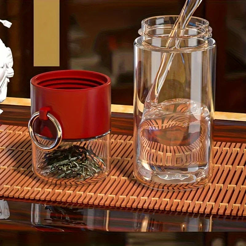 Taza de separación de agua de té de 350ml, botella de agua de plástico