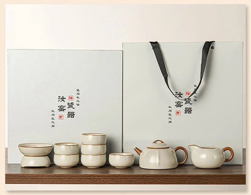 Juego de tazas y tetera de cerámica de lujo floral