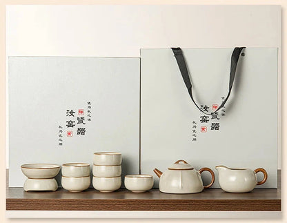 Juego de tazas y tetera de cerámica de lujo floral