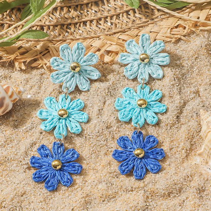 Pendientes colgantes de flores elegantes de Bohemia