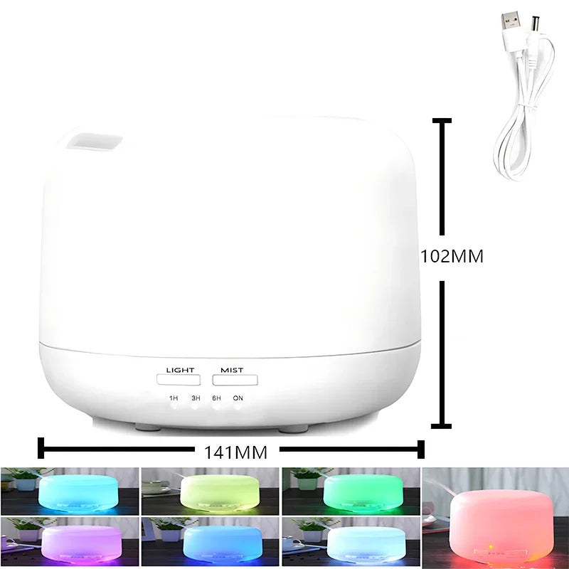 Humidificador de aire de 500 ml Difusor de aceites esenciales con luces nocturnas coloridas USB