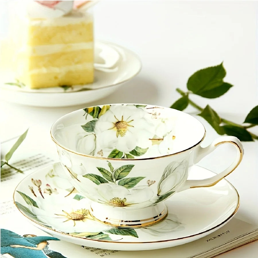 Taza de té de camelia de cerámica de 5,7 oz