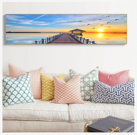 Panoramic natural landscape painting on canvas