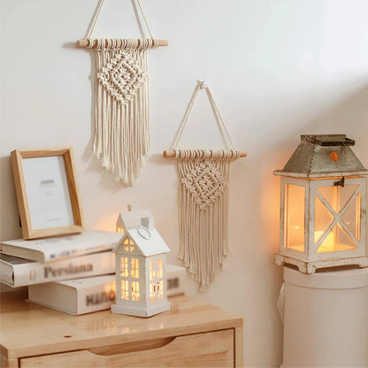 Tapiz colgante de pared con bolsillo tejido a mano, Artesanía bohemia