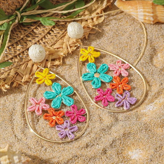 Elegant Bohemian Flower Drop Earrings 