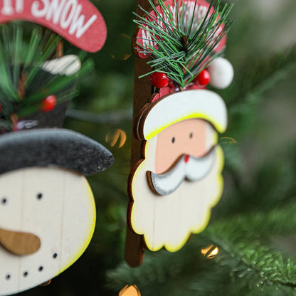 Madera retro Feliz Navidad Decoración de árbol