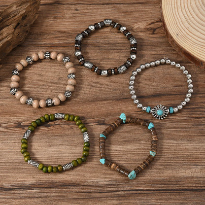 Bohemia Vintage Tribal Pulseras de Cuentas de Madera