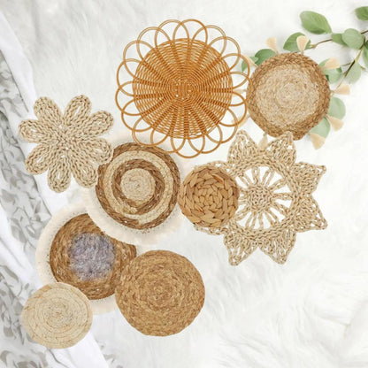 9 piezas Boho Seagrass para colgar en la pared Ligero Hecho a mano