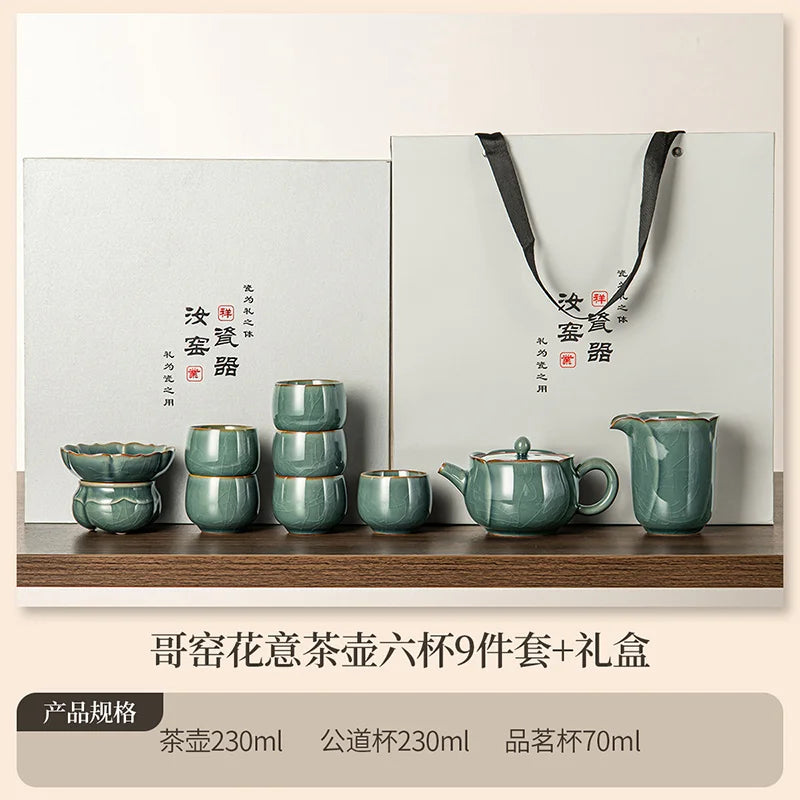 Juego de tazas y tetera de cerámica de lujo floral